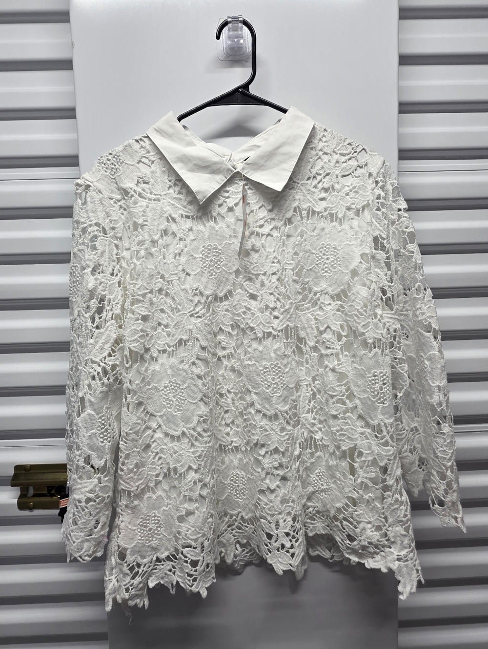 White Lace Collared Blouse Longsleeve Coquette Romantic Victorian Feminine 2XL